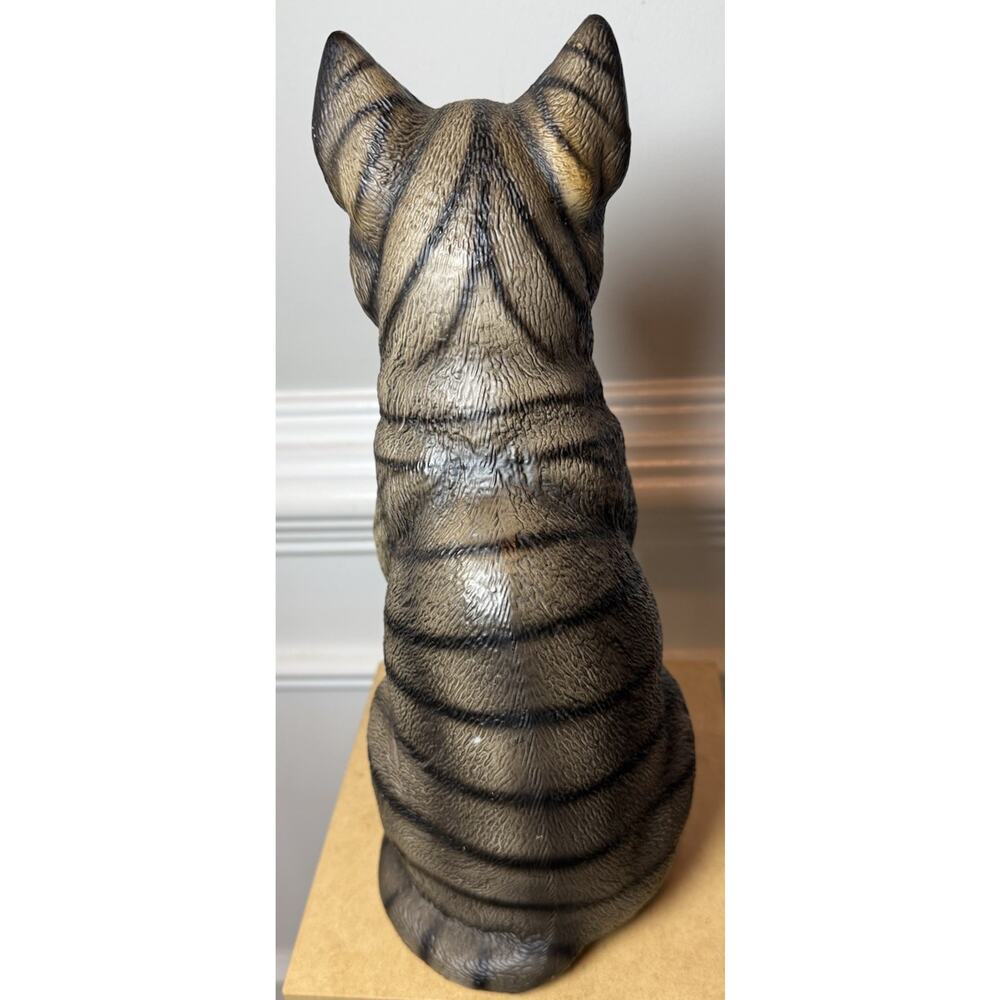 Harvey Knox Vintage Kimco Japan Tabby Cat Figurine 11” Green Eyes H323A81 - Picture 6 of 9